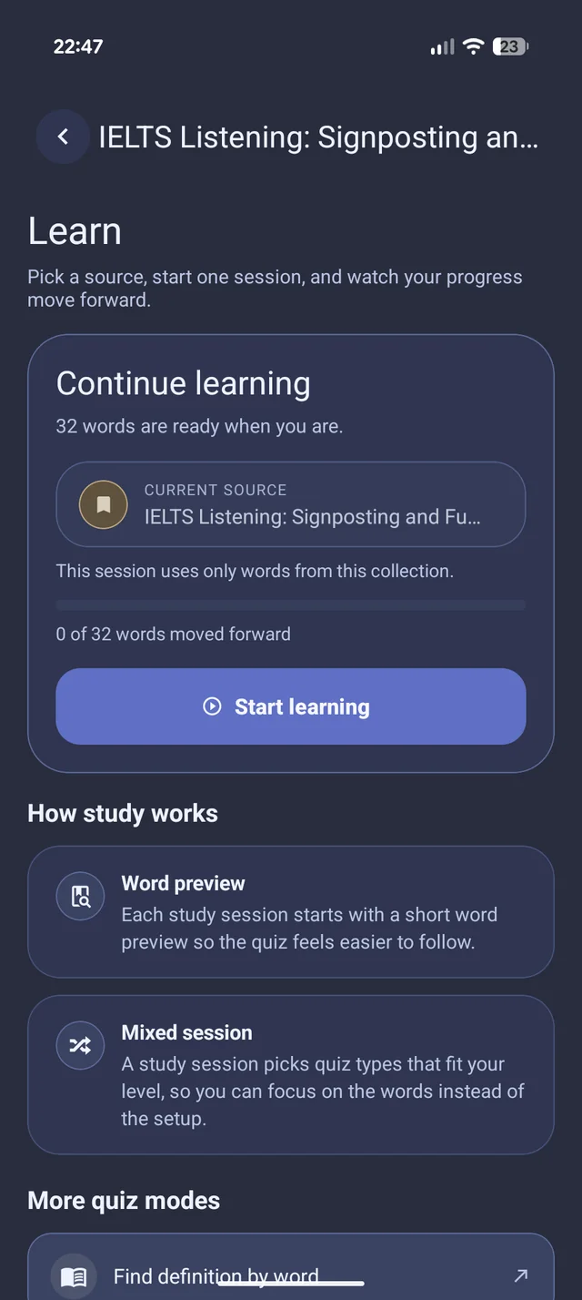 Vocabulary practice in Slovnyx